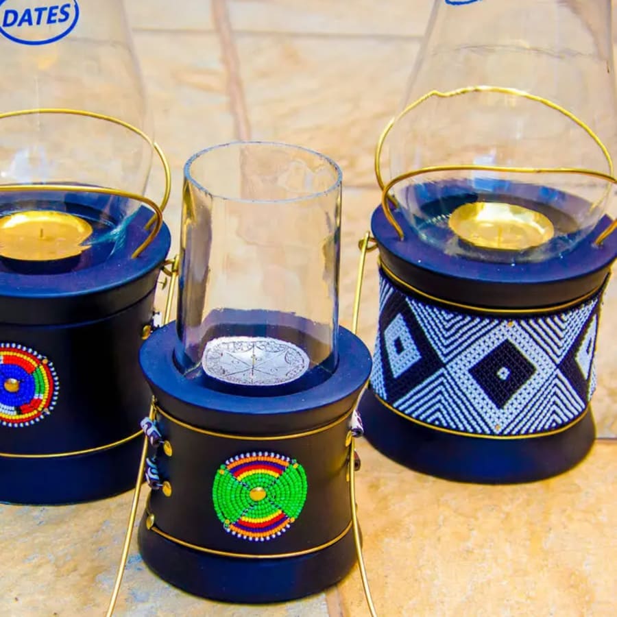 Traditional African beaded design lanterns., photo 1