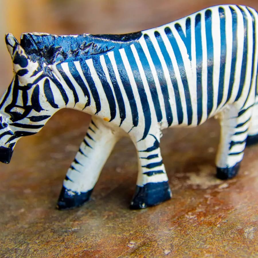 Hand-carved wooden zebra figurine, photo 1