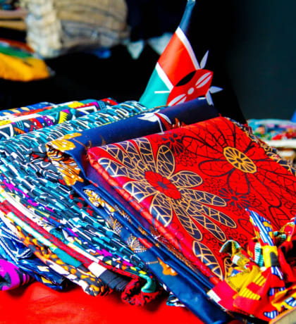 Folded kitenge fabrics