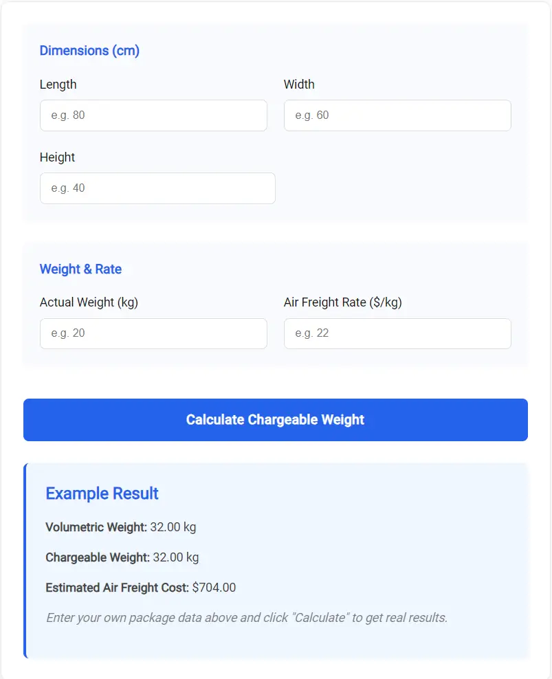 Volumetric Weight Calculator