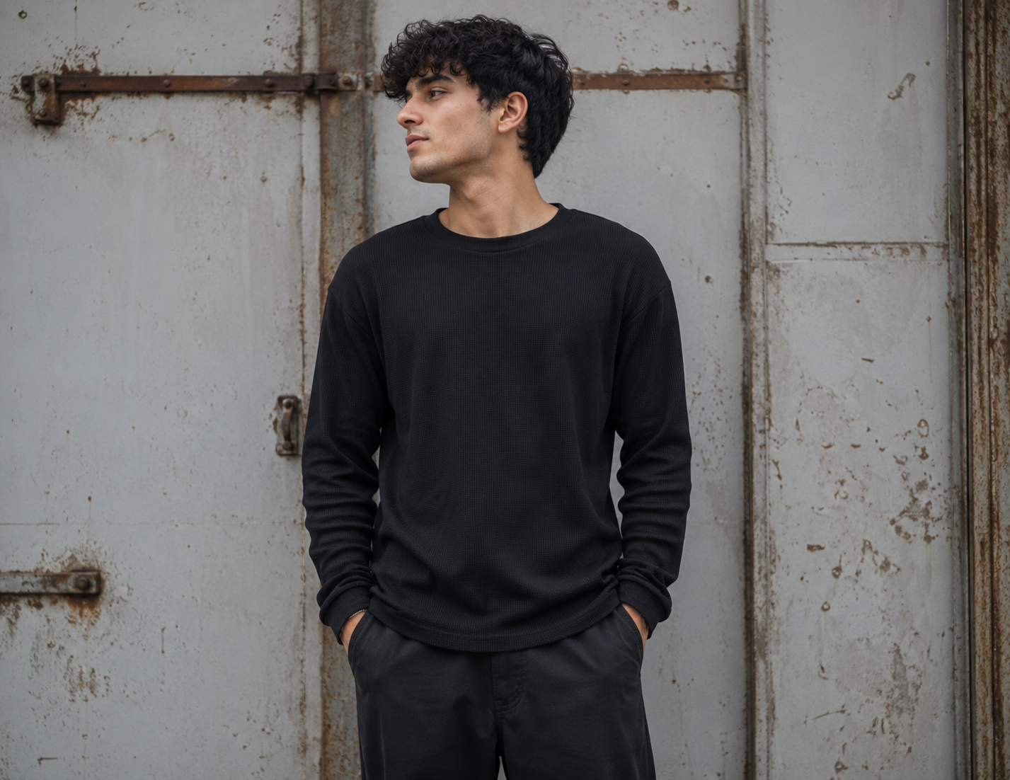 black waffle tee