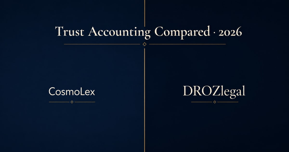 CosmoLex vs DROZlegal 2026 trust accounting comparison for Canadian law firms