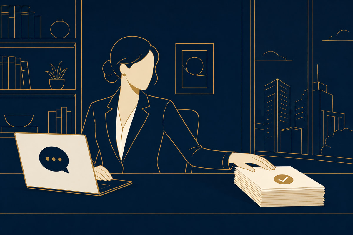 Lawyer contrasting a general AI chat answer with completed practice-automation work