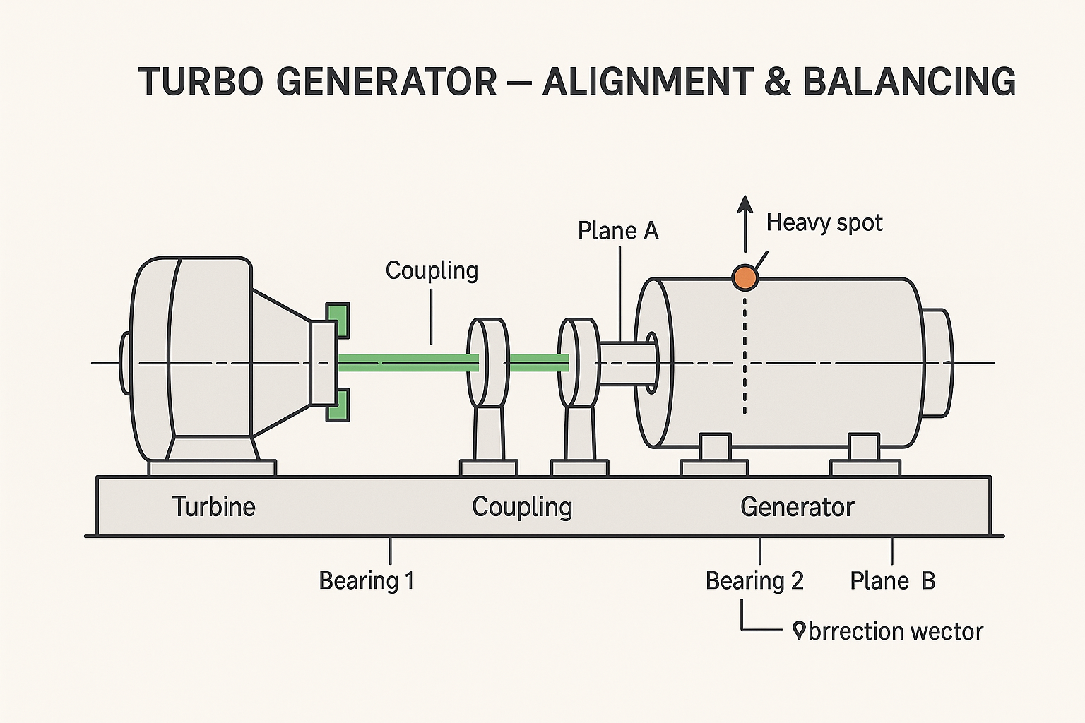 A large turbo generator rotor