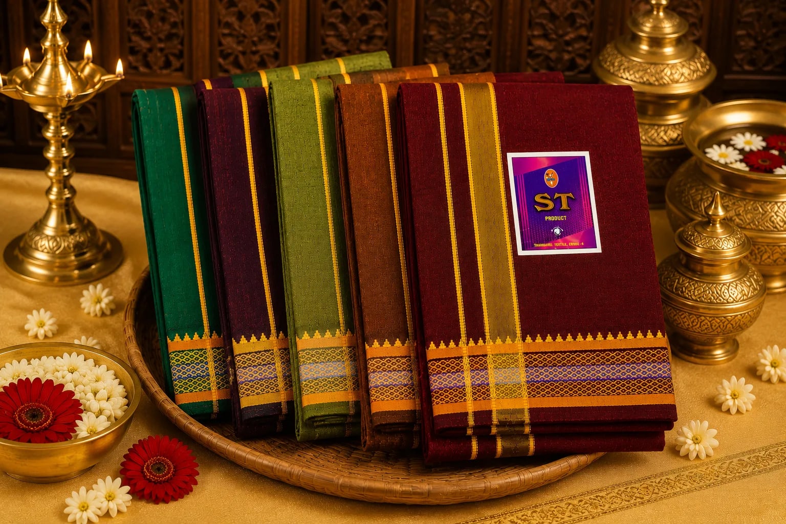 ST Product Premium Colour Dhoties | Premium Cotton Dhoties Manufacturer & Wholesale Supplier