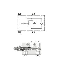 Oversenterventil enkel | FPO 50 S 1/2 L P 35  | 50 l/min | 350 bar | 1:4,25