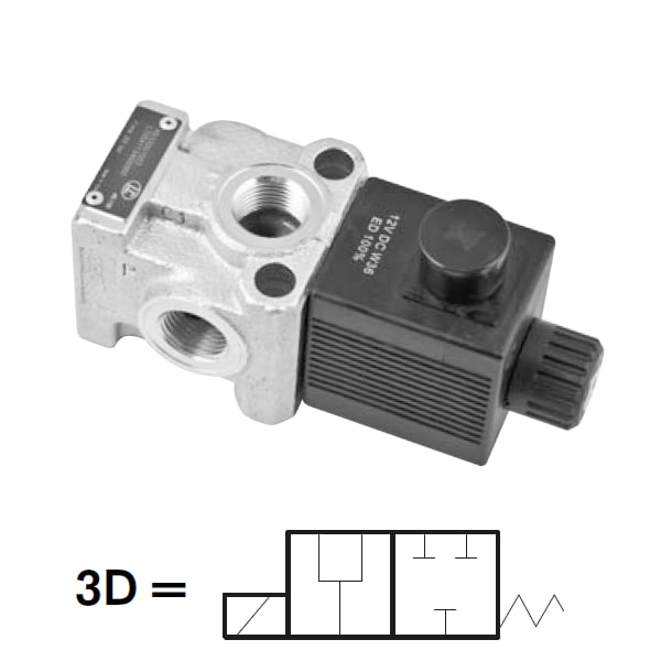 3-veis ventil for flyt | 24VDC | 3/2 | 1/2' BSP | 60 l/min | 250 bar