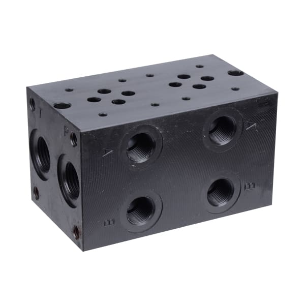 Montasjeblokk  | 2 x NG6 | A-B 3/8' langside, P-T 1/2' kortside | Stål | 310 bar | EM213/2Y