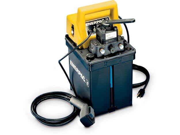 PEM1401E, To-trinns, nedsenket pumpe, 4/3 manuell ventil, 230V, For bruk med dobbeltvirkende sylindre