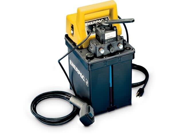 PES1201E, To-trinns, nedsenket pumpe, 3/2 manuell ventil, 230V, For bruk med enkeltvirkende sylindre