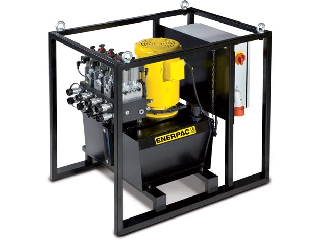 SFP202MW, Elektrisk split-flow pumpe, 2 uttak, 4/3 Manuell ventil, 10L tank, 400V
