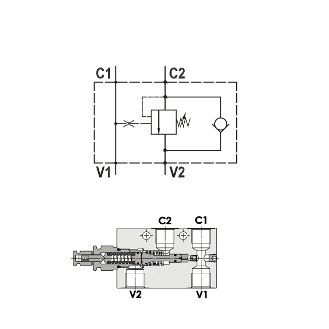 Oversenterventil enkel | FPO 50 S 3/8 L P 35  | 50 l/min | 350 bar | 1:4,25