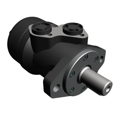 Gerollermotor | 400ccm |Ø25 mm aksling m/kilespor |  Ø82,5 2-hulls flens | Svartmalt