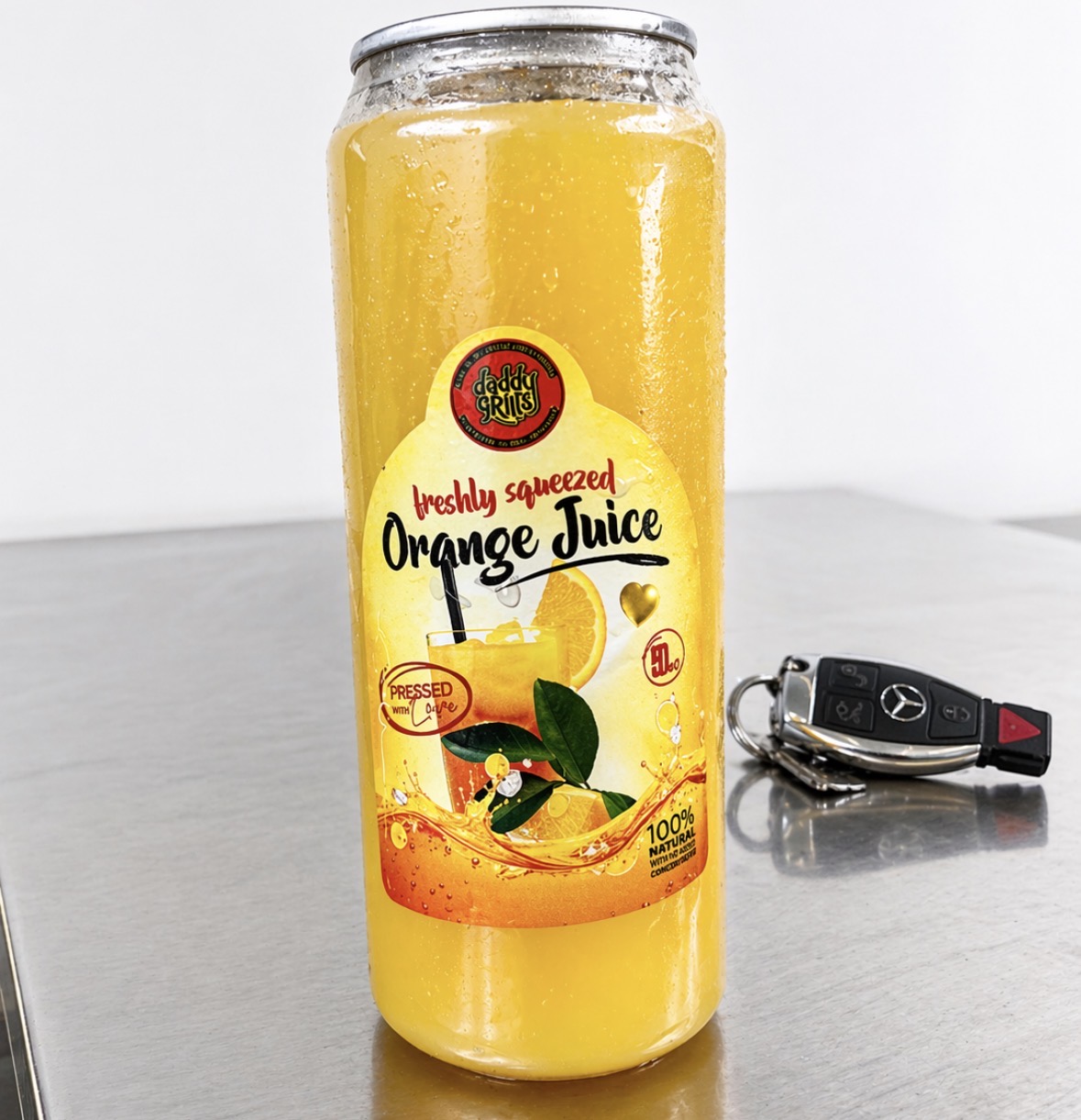 Daddy grills fresh orange