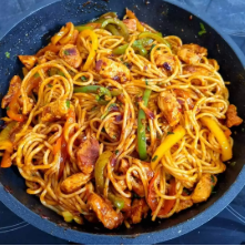 Chicken stir-fry spaghetti