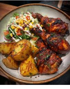 Chicken BBQ/Potatoballs/Vegetable