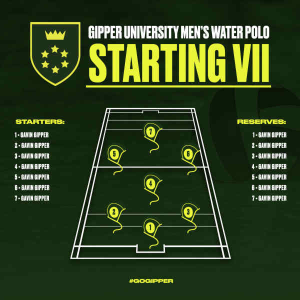 Green & Yellow Splash: Gipper University Men's Water Polo Lineup