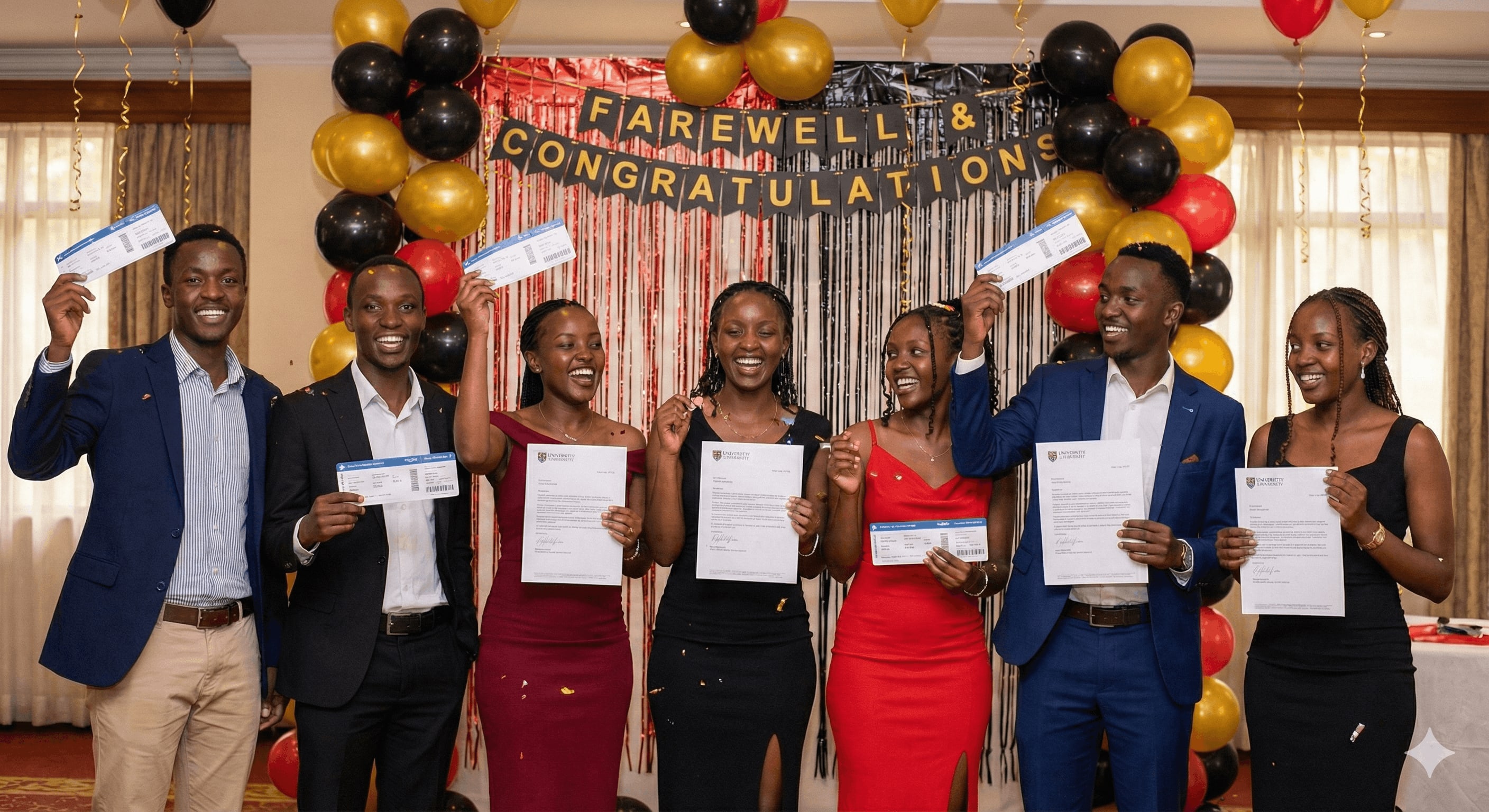 Students celebrating their study abroad success at farewell party