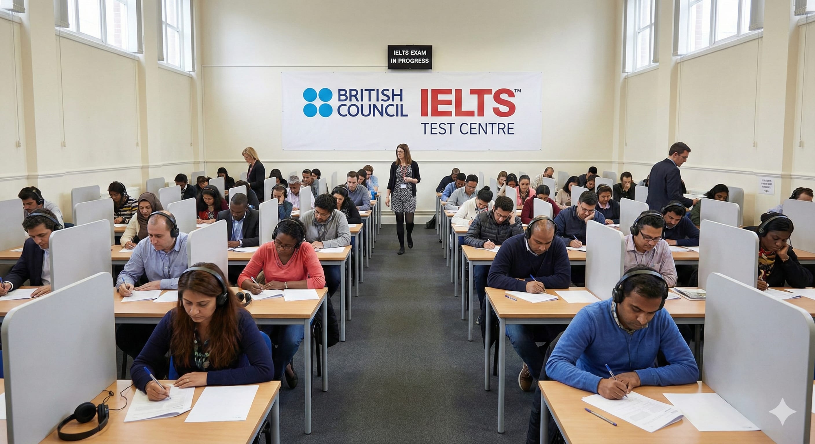 Students preparing for IELTS exam