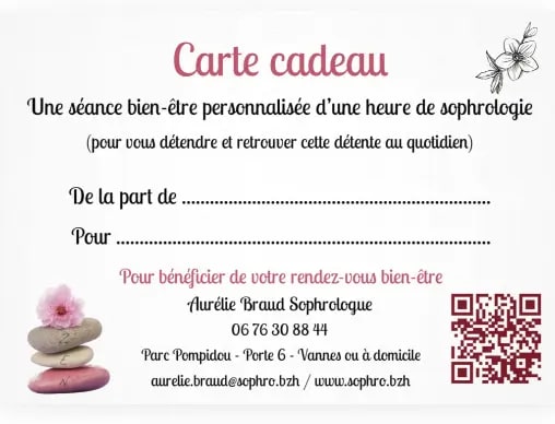 Carte cadeau bien-être. Séance de sophrologie à Vannes.