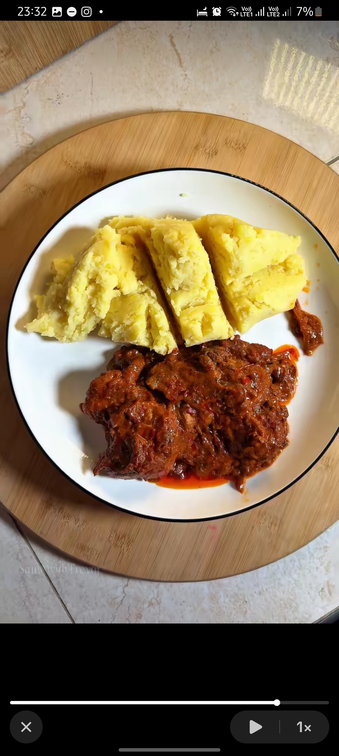 Mashed potatoes and chicken stew