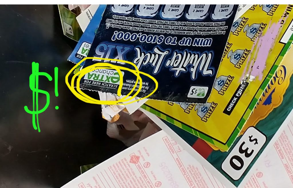 One of the discarded scratcher tickets in the 7-Eleven trash that still has the eXTRA Chances logo. Take that home and enter it into the valottery.com website.