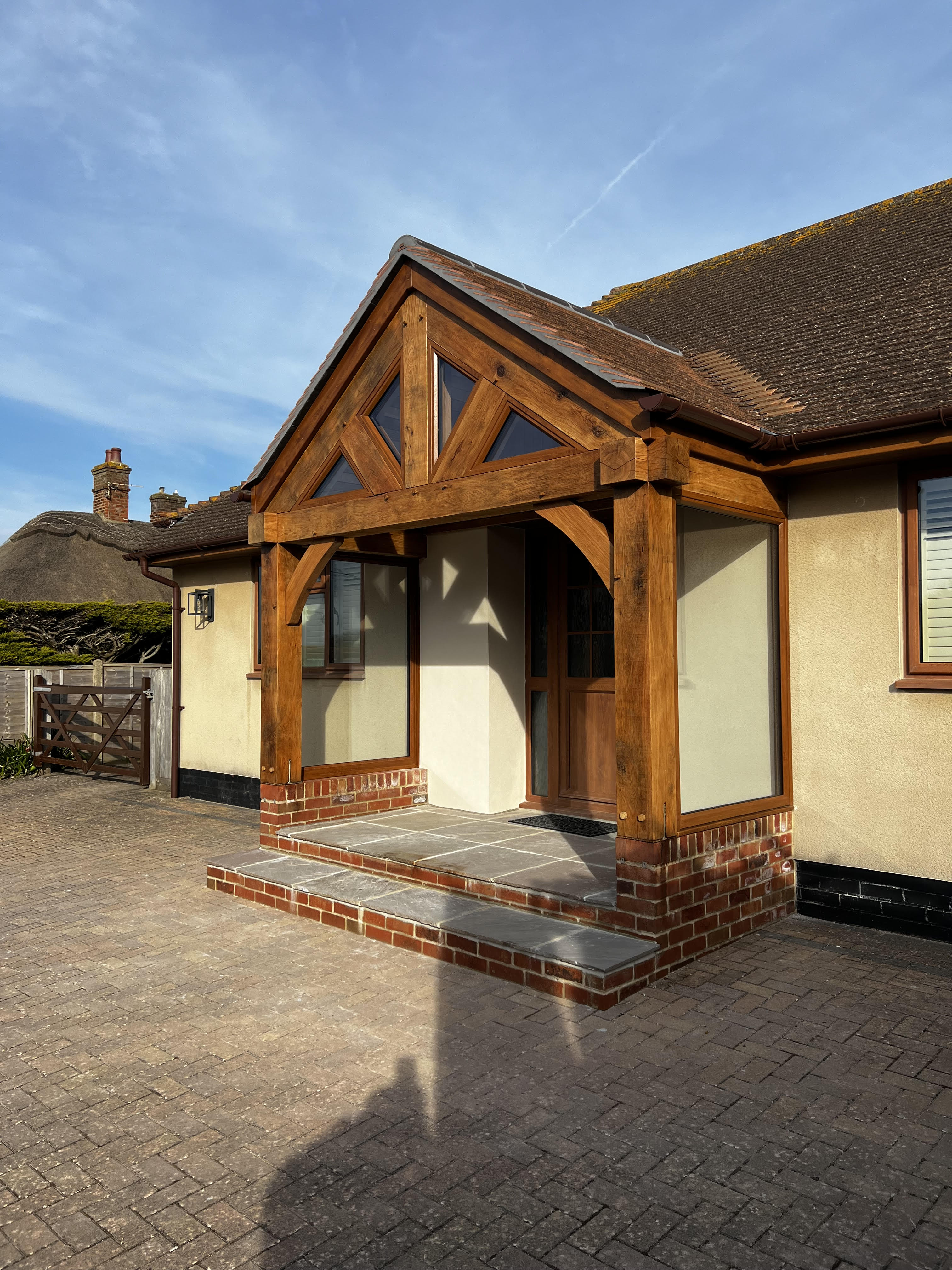 New Oak porch and steps in Barton on sea