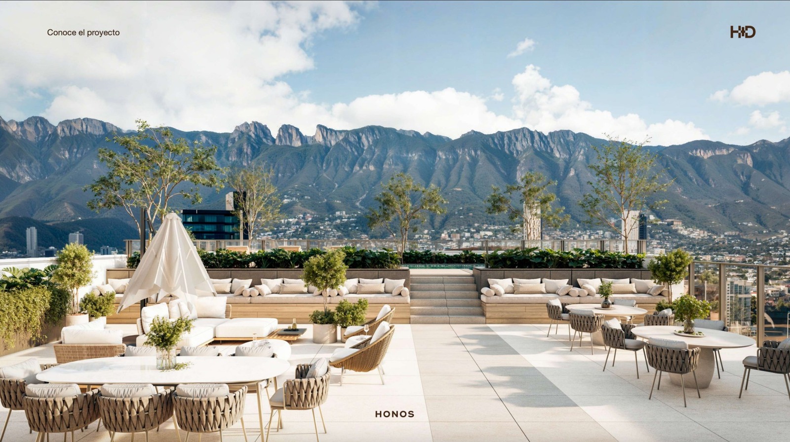 Terraza HONOS con vista a la sierra
