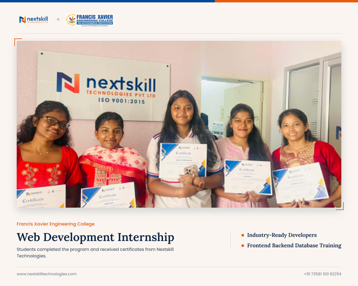 Web Development Internship — Francis Xavier Engineering College