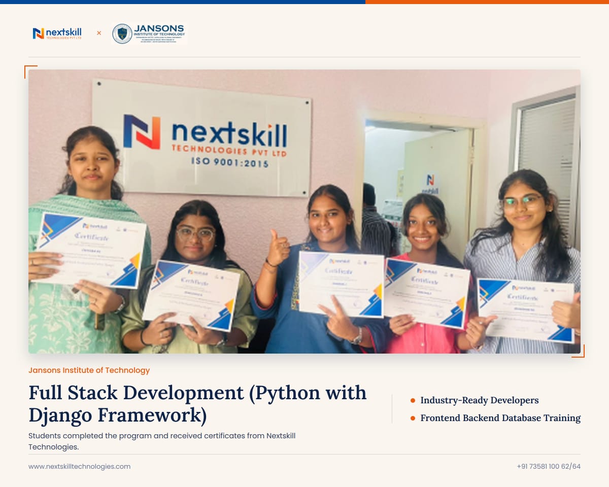 Full Stack Development (Python with Django) Internship — Jansons Institute of Technology