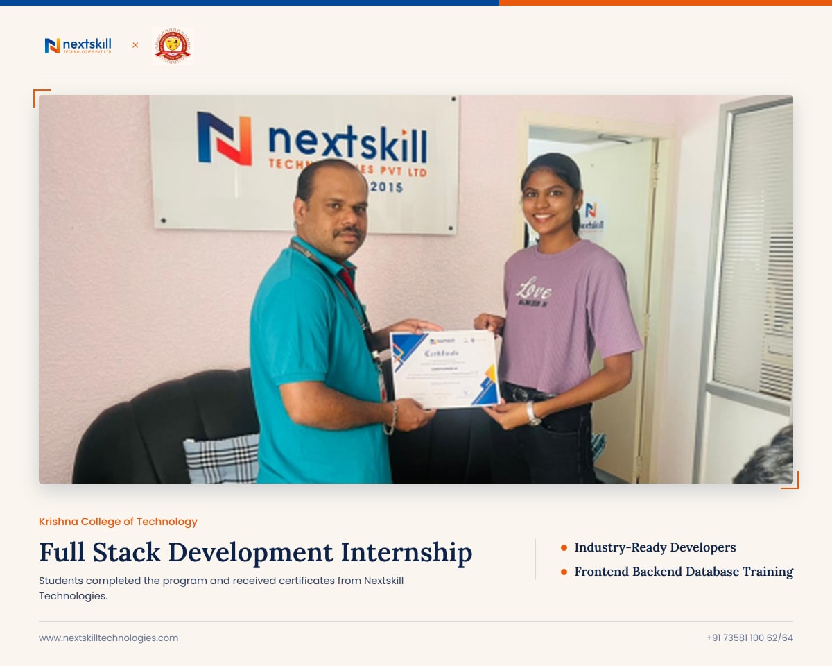 Full Stack Development Internship — Krishna College of Technology