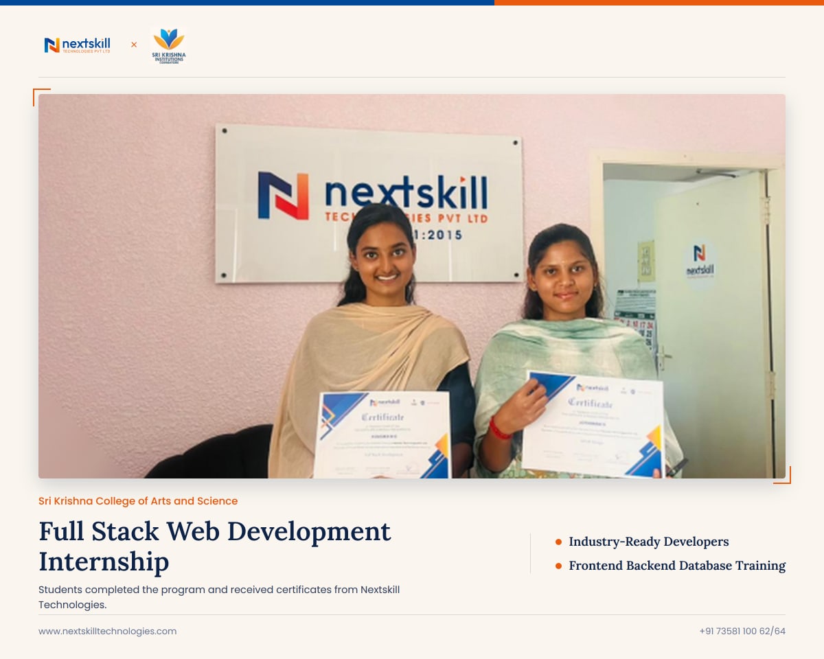 Full Stack Web Development Internship — Sri Krishna College of Arts and Science