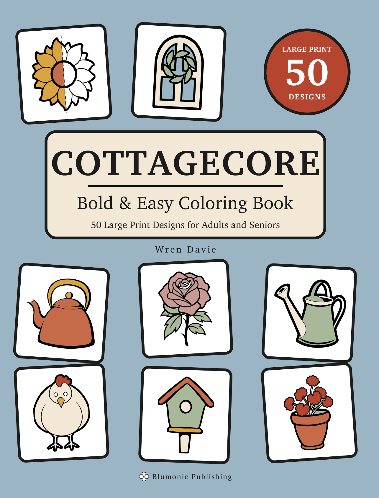 Cottagecore Bold & Easy Coloring Book cover