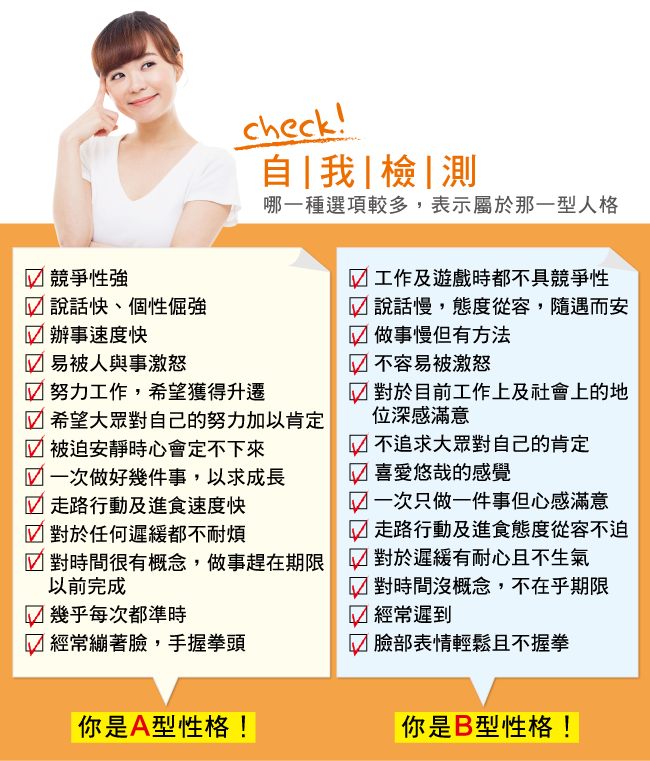A型人格自我檢測表