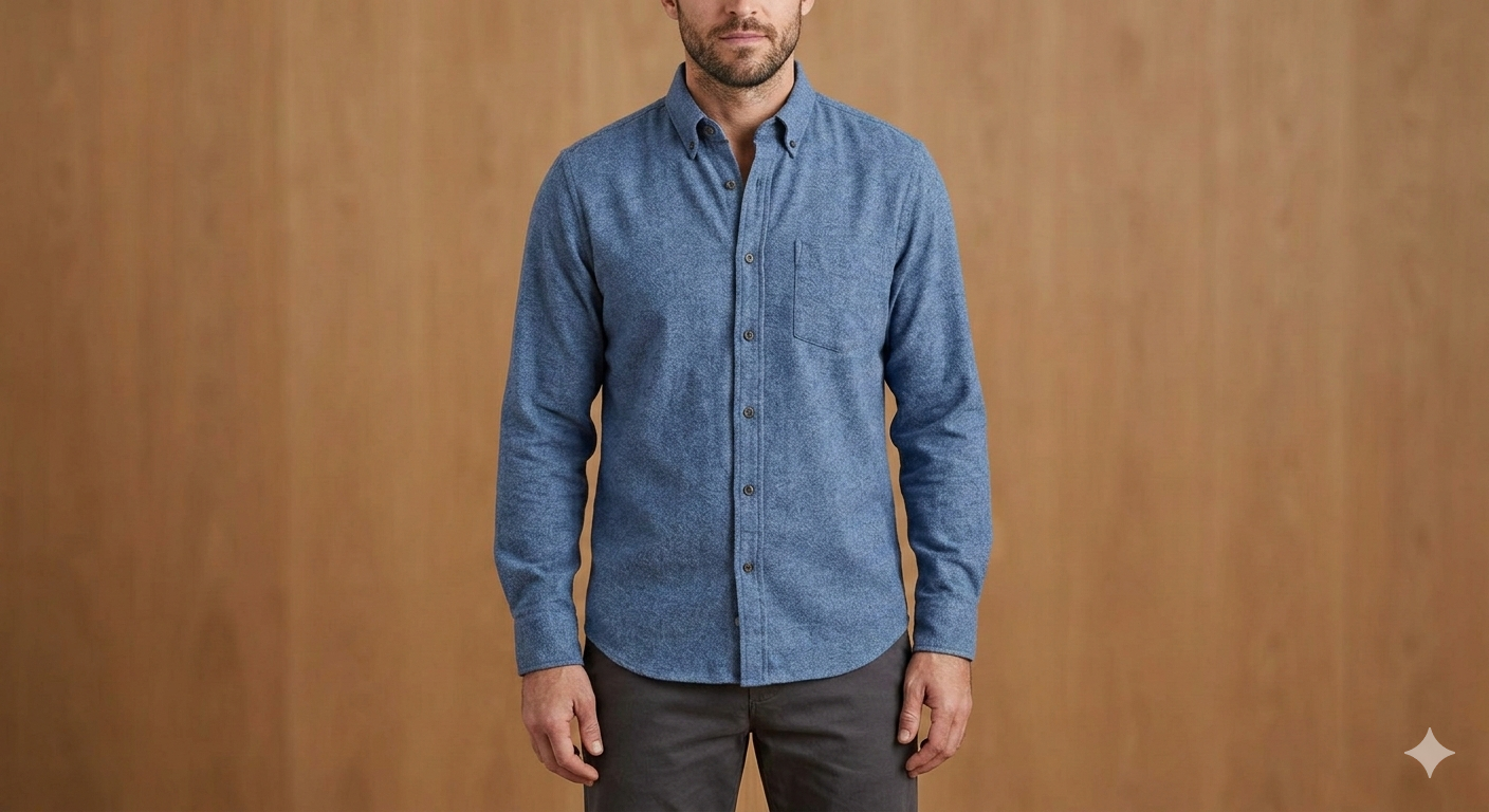 The Explorer's Flannel Shirt — Oxford blue