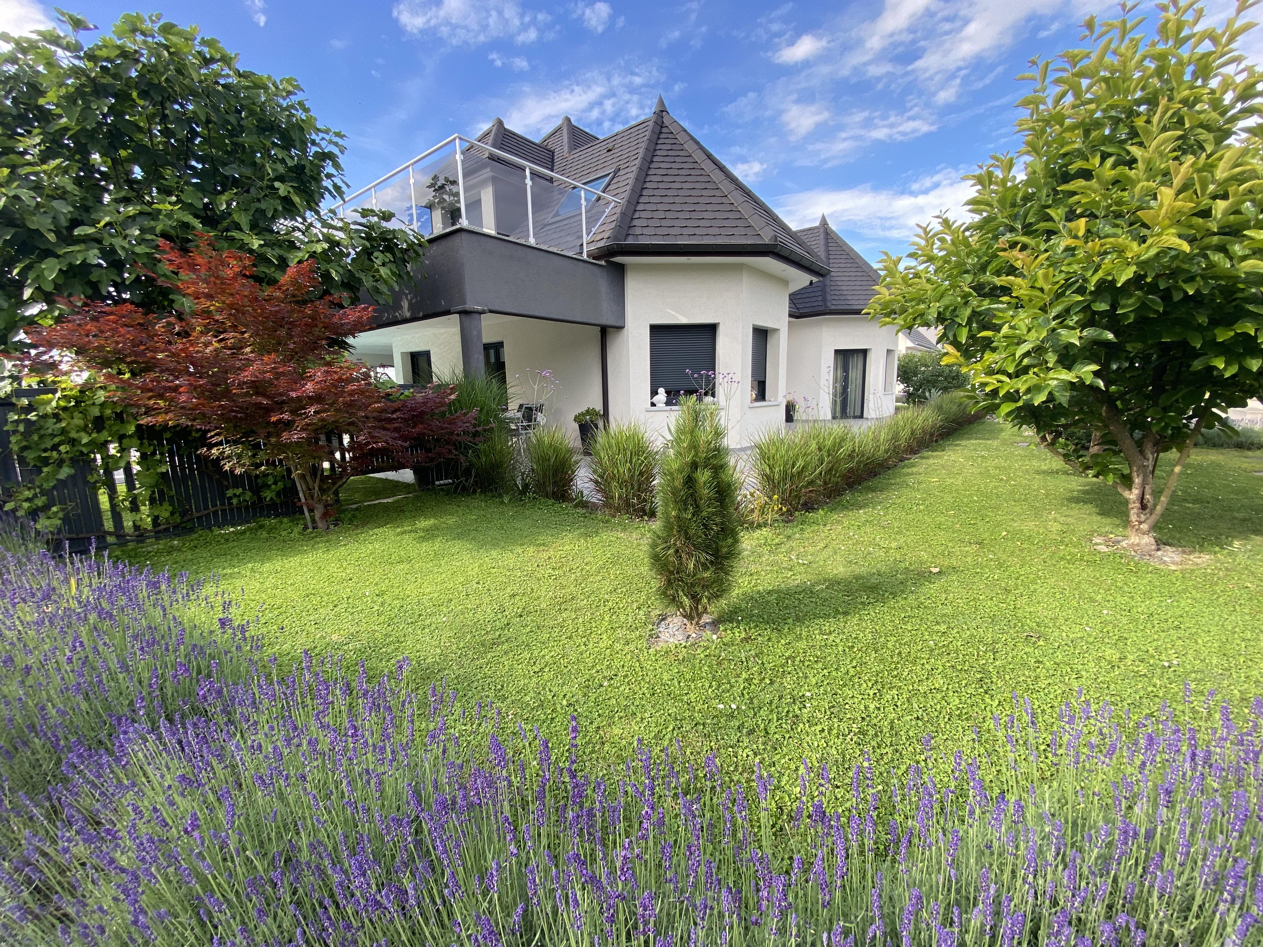 Villa contemporaine d'architecte avec jardin paysager et piscine