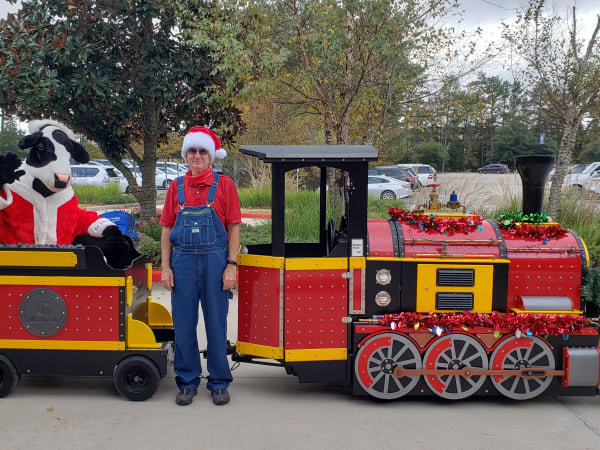 The trackless train at a Chick-fil-A corporate event