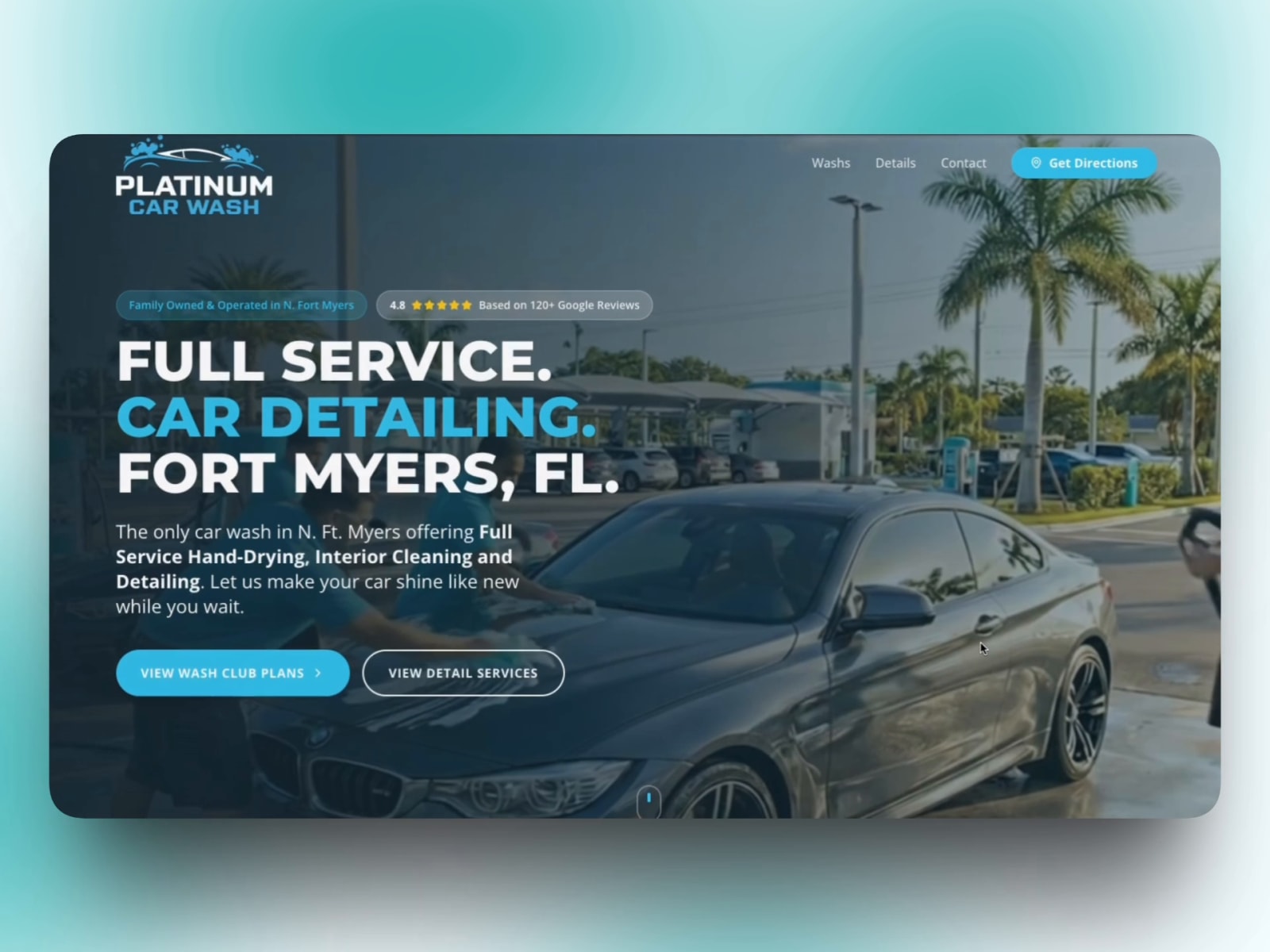 Platinum Car Wash website after the redesign