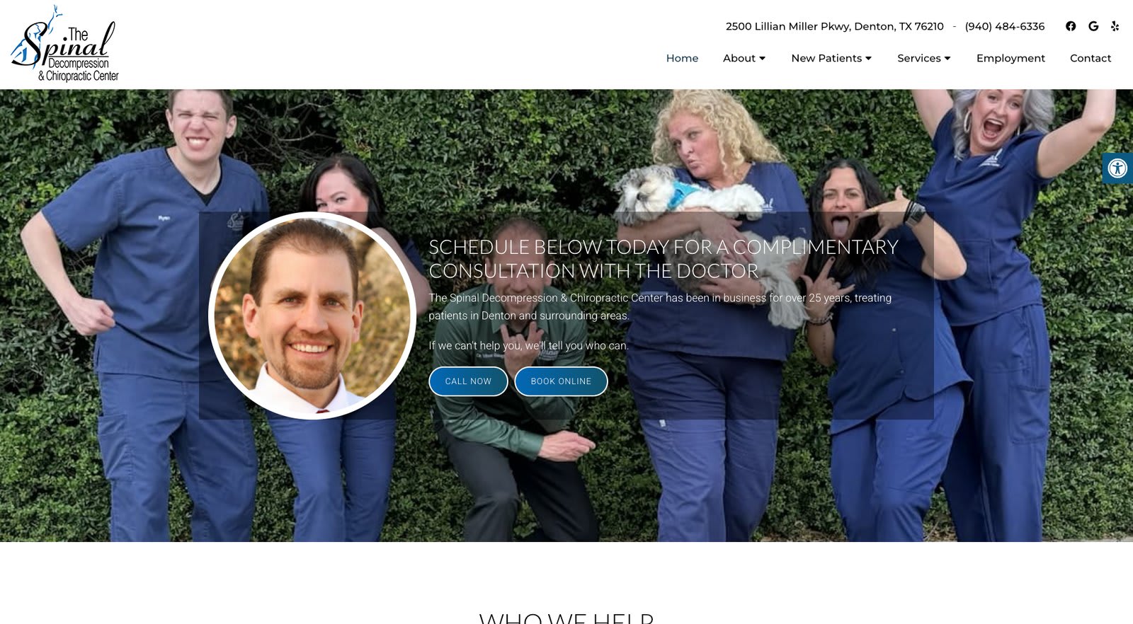 Spinal Decompression & Chiropractic Center website before the redesign