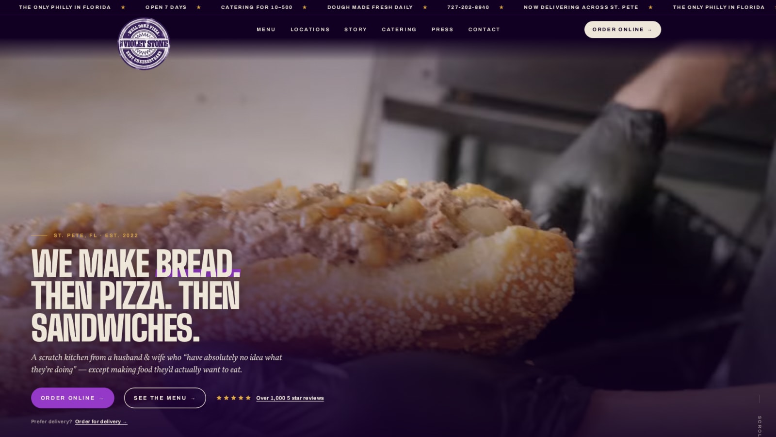 The Violet Stone website after the redesign