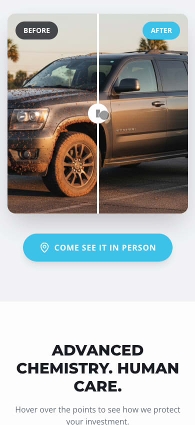 Platinum Car Wash mobile before and after page