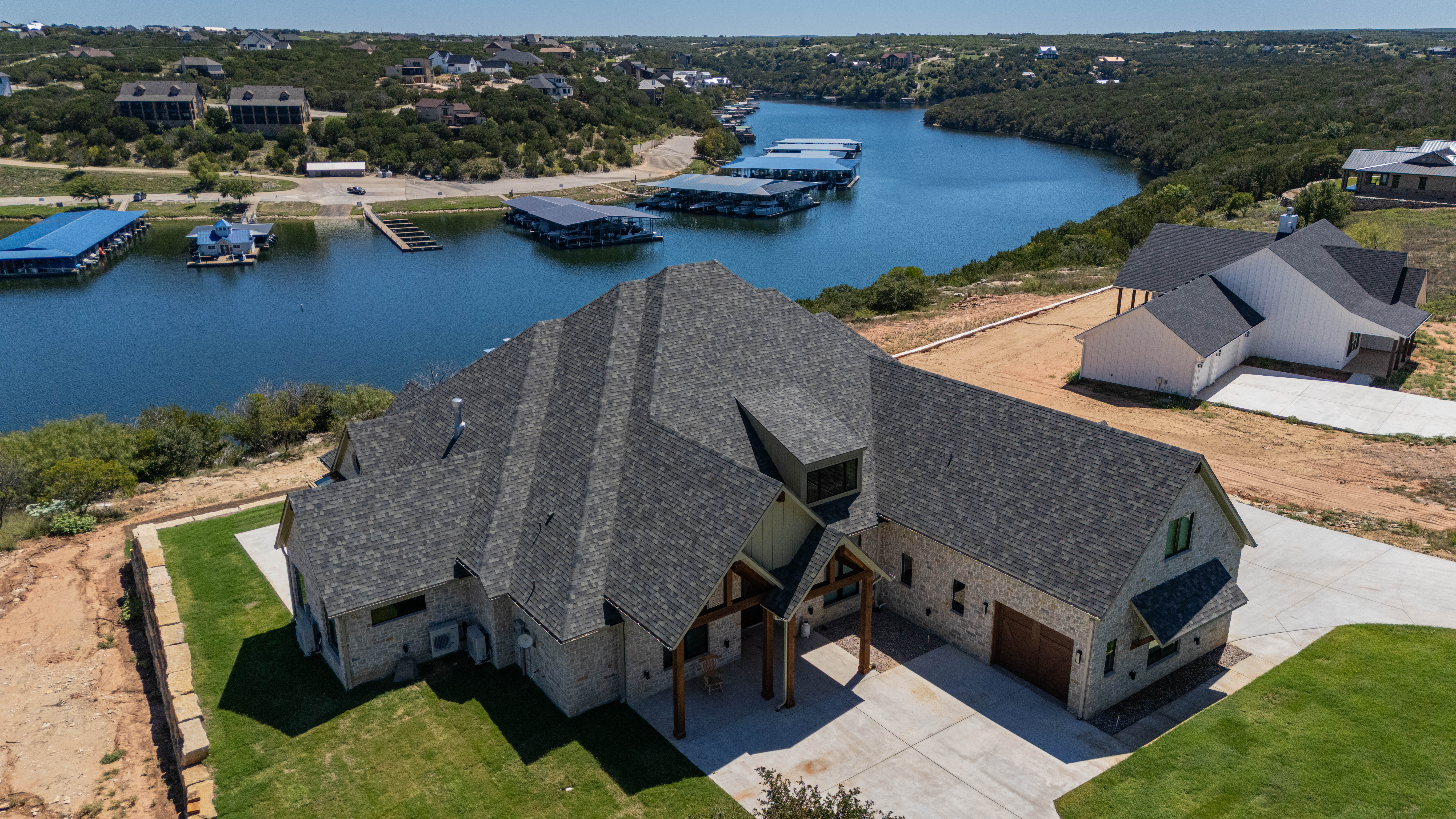 Aerial view of a completed MCMaster roof