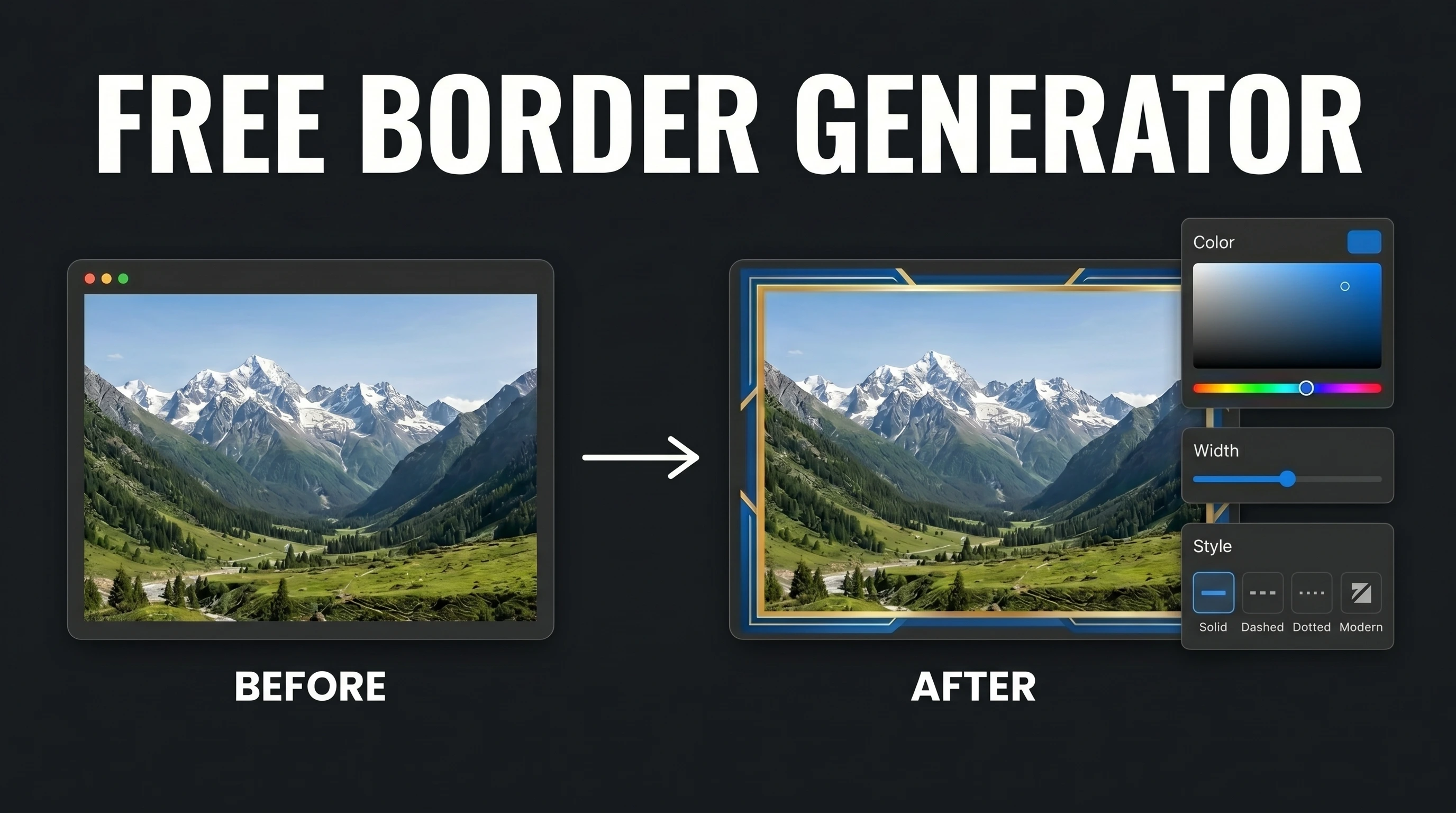 Border Generator Interface Dark Mode