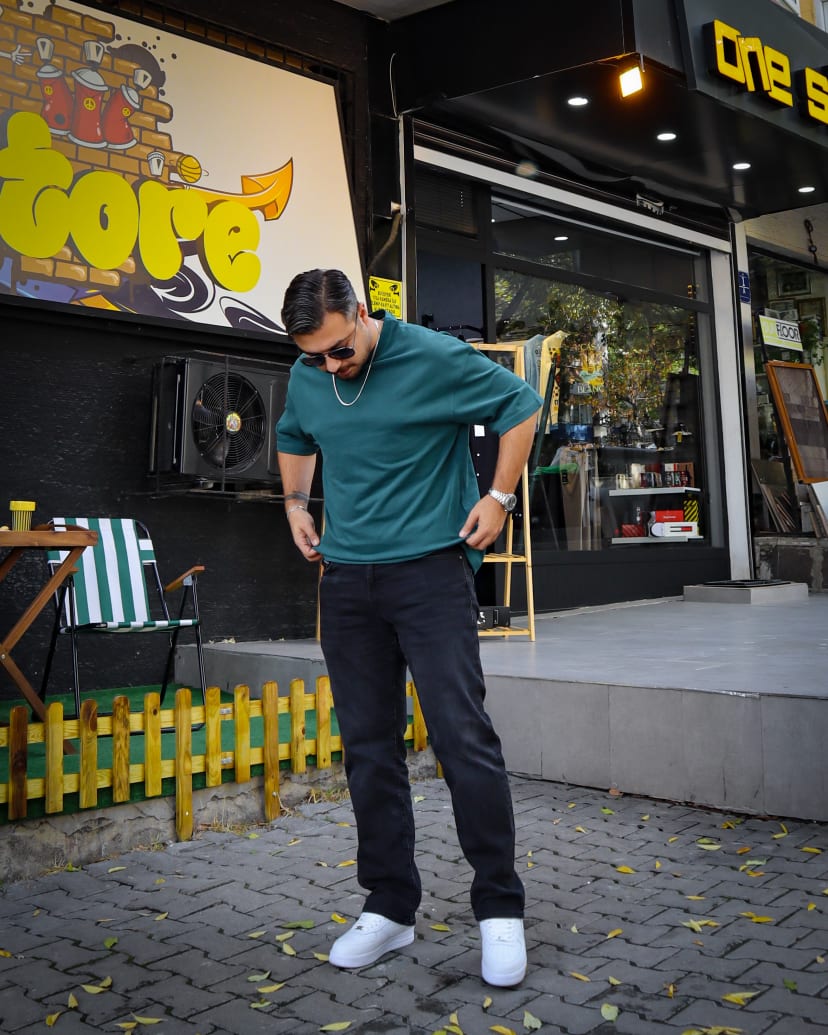 BASIC OVERSIZE T-SHIRT PETROL YEŞİL