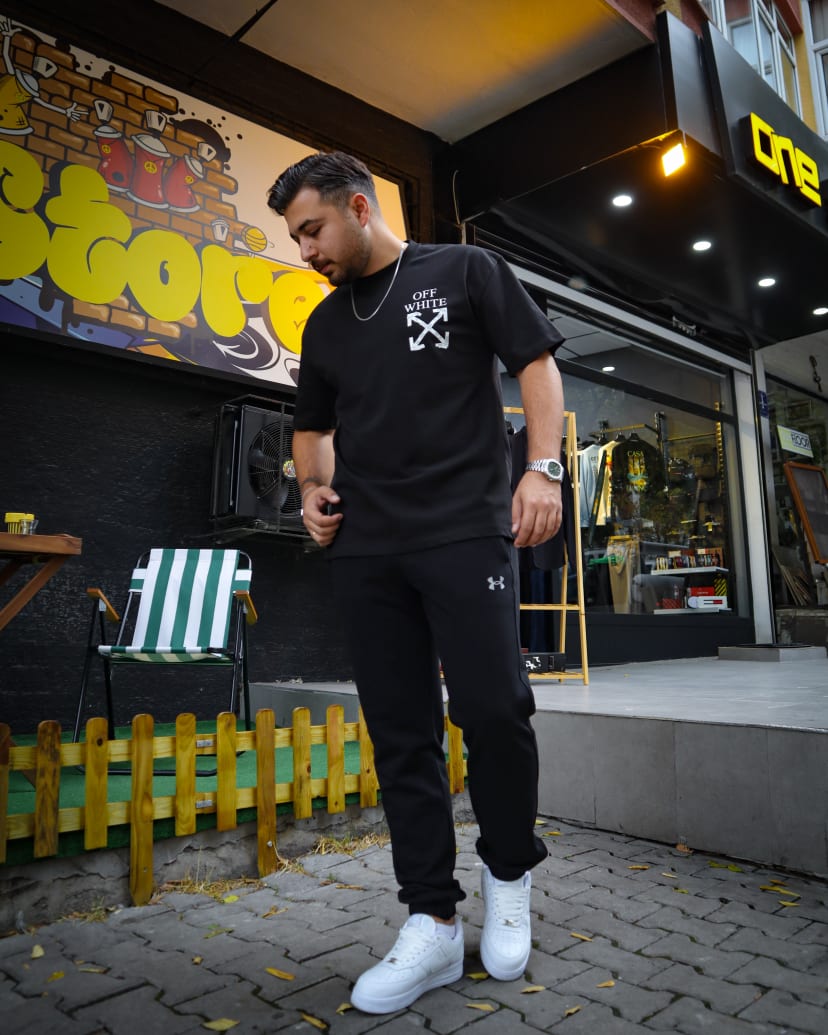 OFF-WHT TAZMANYA BASKI T-SHIRT SİYAH