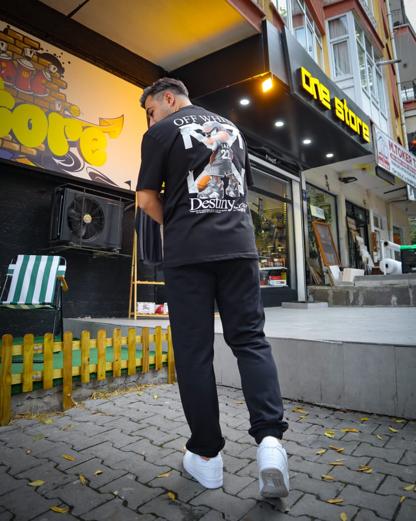 OFF-WHT TAZMANYA BASKI T-SHIRT SİYAH