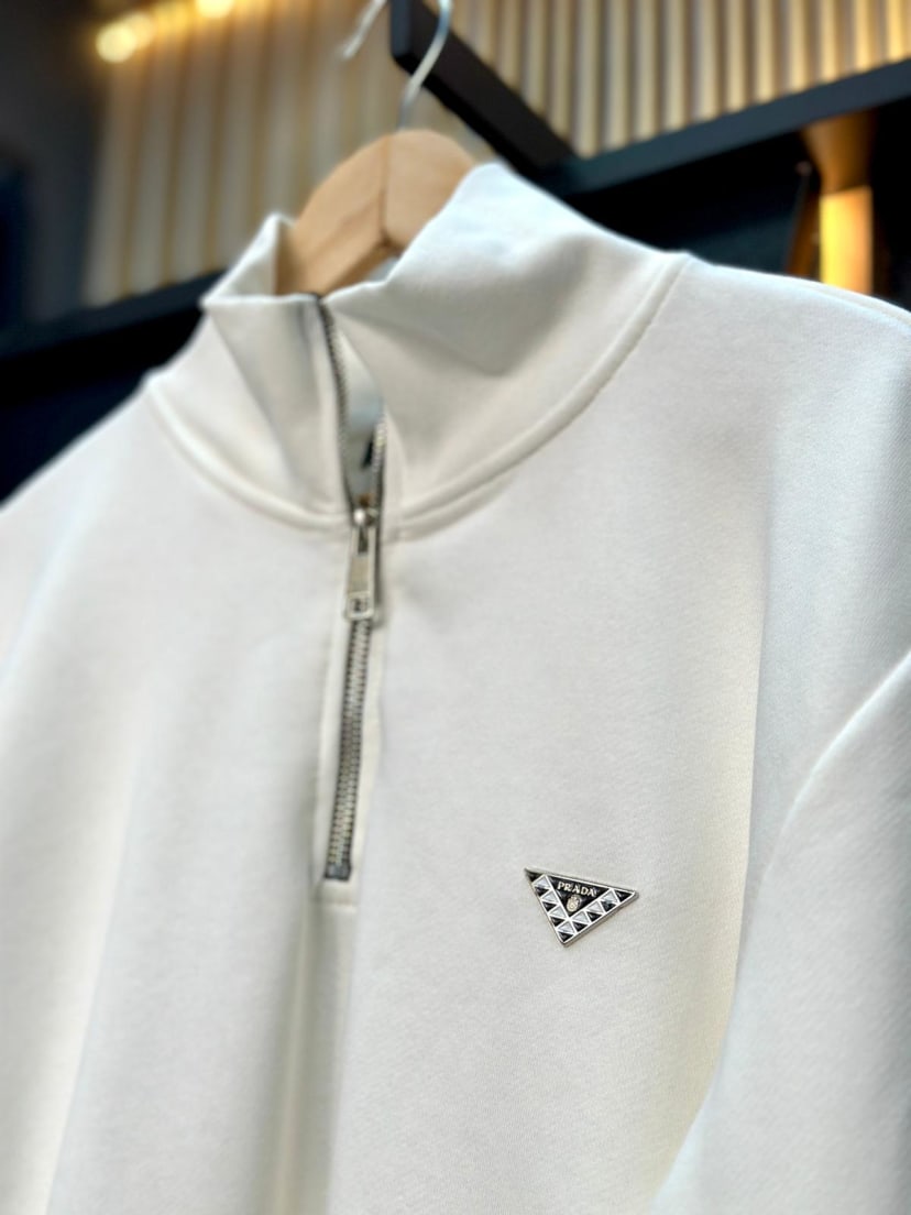 PRD YARIM FERMUAR SWEATSHIRT BEYAZ - UNISEX ÜRÜN