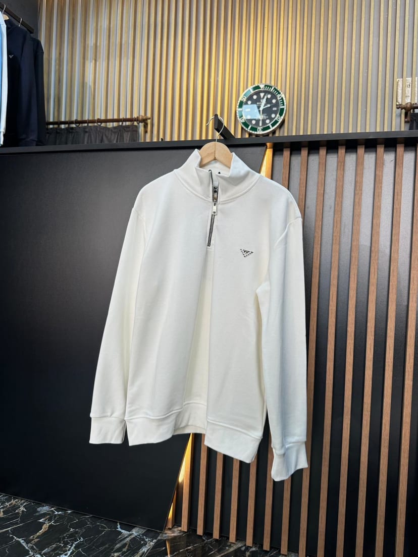 PRD YARIM FERMUAR SWEATSHIRT BEYAZ - UNISEX ÜRÜN