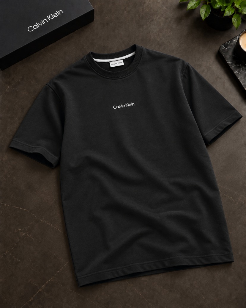 CK T-SHIRT - BEYAZ KABARTMA DETAY T-SHIRT SİYAH