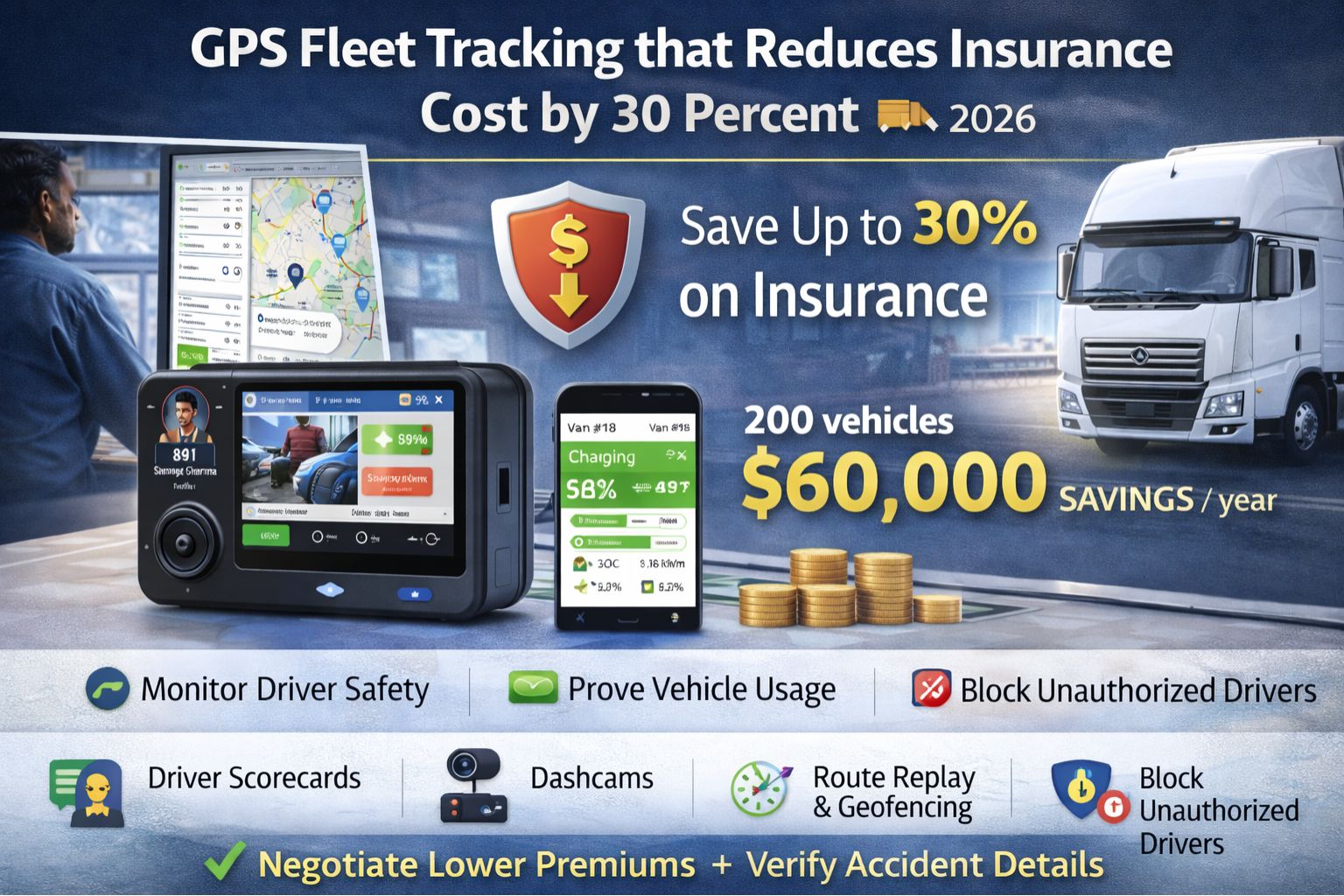 GPS fleet tracking that reduces insurance cost by 30 percent